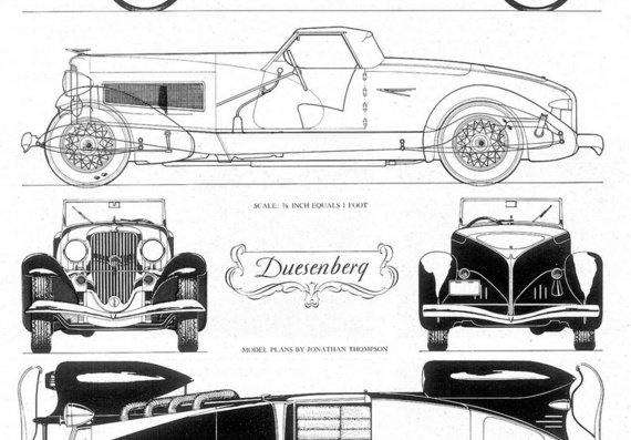 Duesenberg SJ Weymann Speedster (1933) (Deusenberg SJ Weumann Speedster (1933)) - drawings (drawings) of a car
